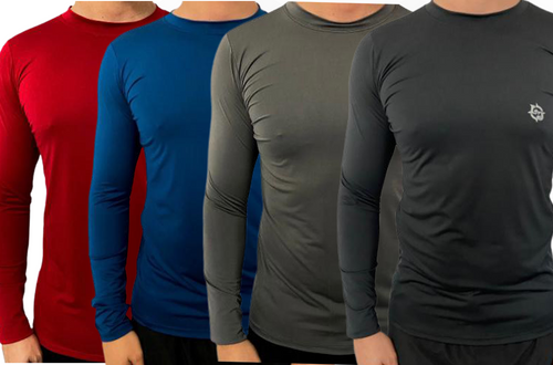 Kit C/ 4 Camisas UV Térmicas Ice Proteção Solar UV50+ Unissex Segunda Pele Preto Azul Cinza Vermelha